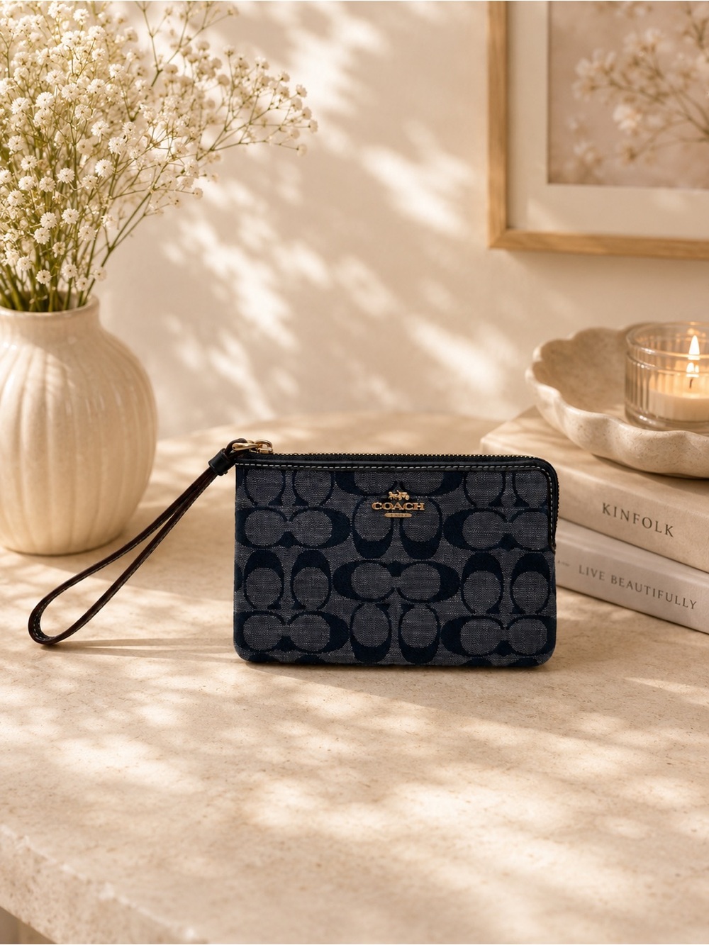 Coach Denim Women’s Wristlet Denim Blue Wallet EUC